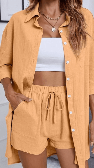 Button-Up Shirt Shorts Set – Perfect Blend of Style and Ease